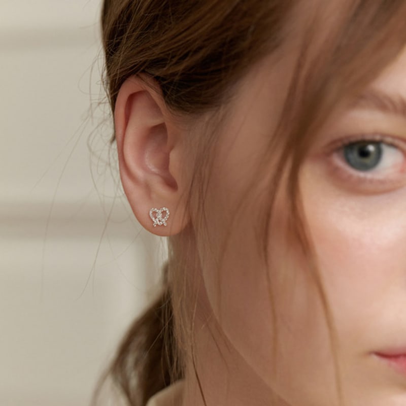 Tatiana (925 Silver) Pave Pretzel Heart Earrings EC3090