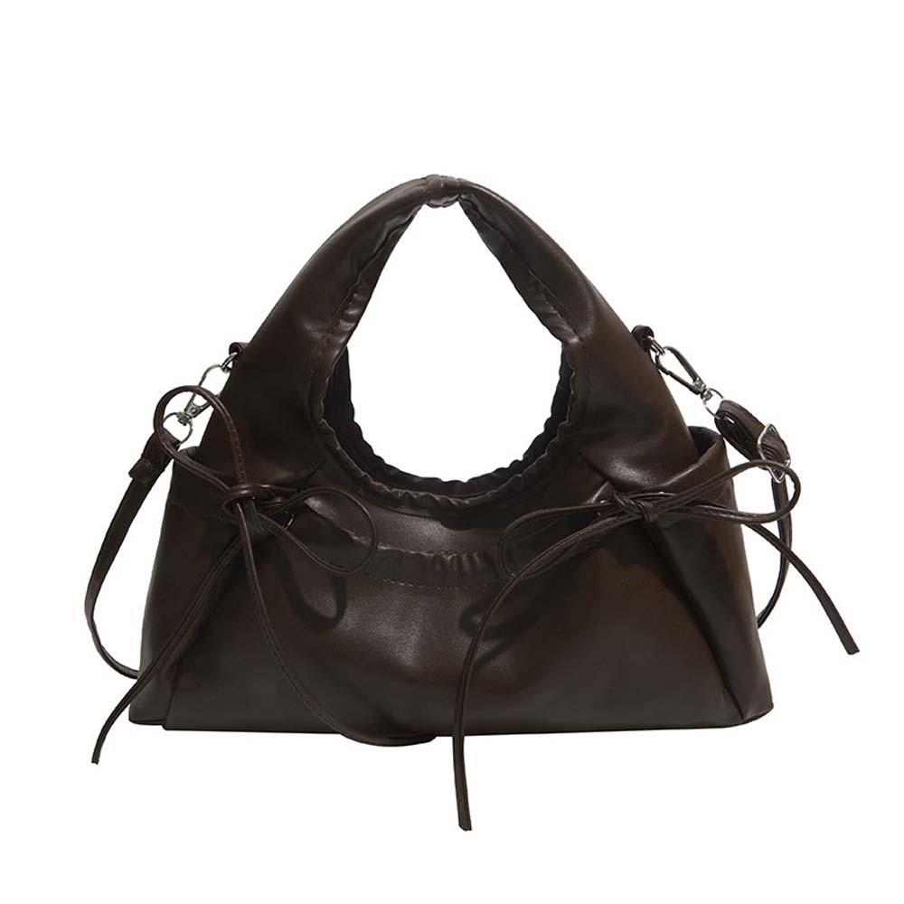Adjustable Straps Bownot Hobo Bag Polyester Large Capacity Bow Decor Handbag Magnetic Buckle Anti-splash Water
