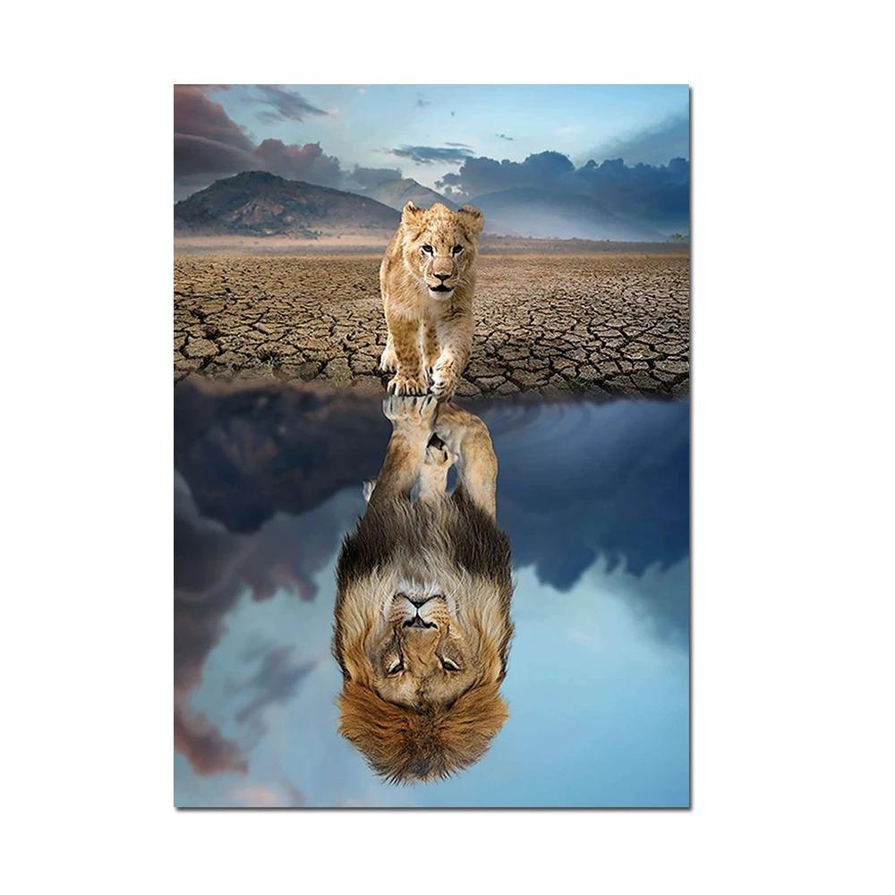 1pc frameless Canvas MINDSET IS EVERYTHING Motivational Poster Lion Tiger Wolf Animal Wall Art Canvas Print fo
