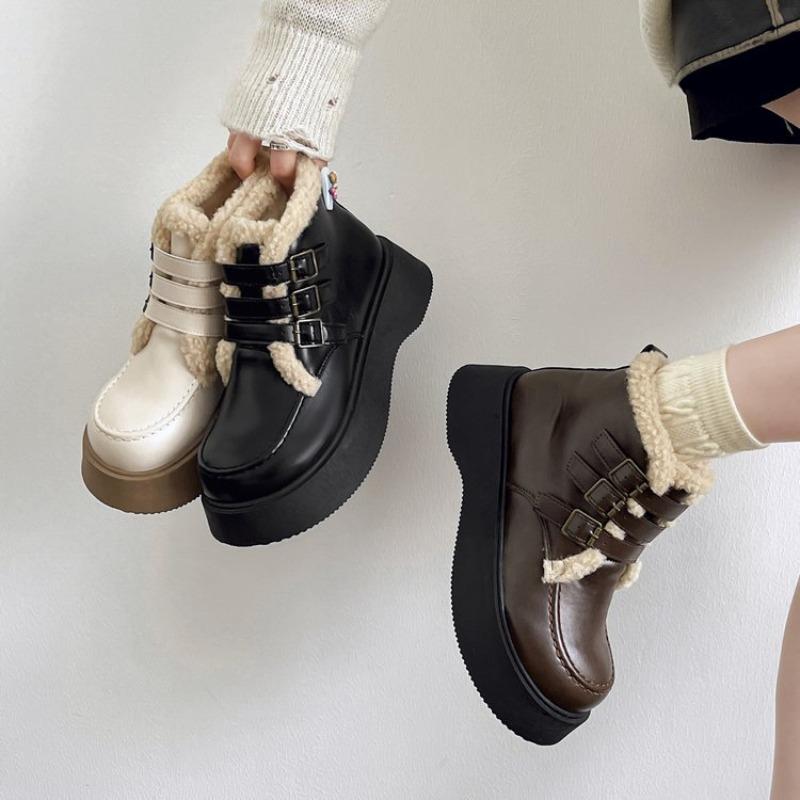 Fashion Hot Selling Woman Shoes Elegant With Medium Heels Snow Boots for Women Lace-up Padded Laces Trend 2025 Demi-season eWarm on Slip