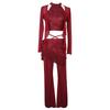 Belly Dance Costume Set With Sequins Women - Stretchy Spandex Performance Outfit In Wine Red Champagne