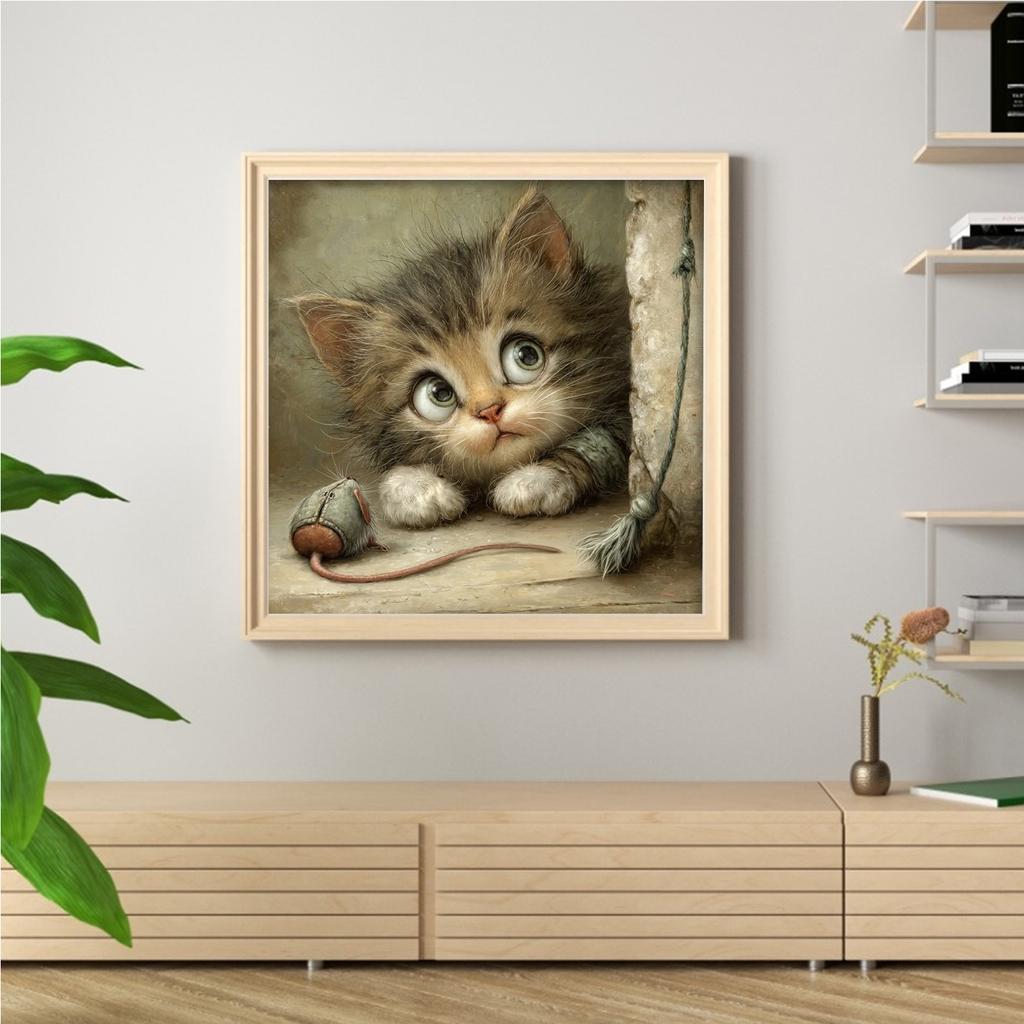 Cat Full 11CT DIY Stamped Cross Stitch Kits 40x40cm Embroidery Needlepoint Starter Kits for Beginners Adults Home Decor