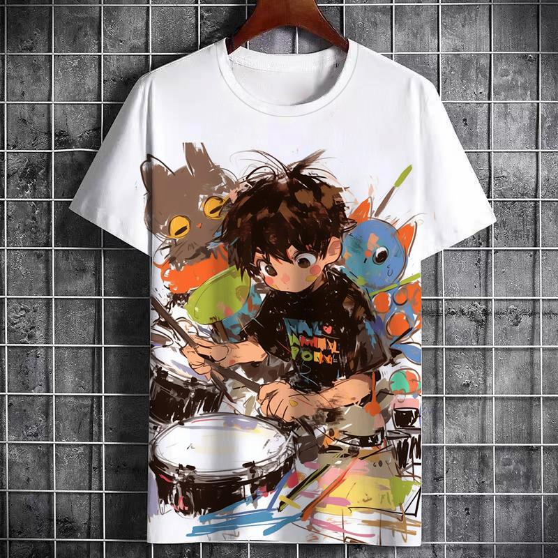 Camiseta masculina de poliéster esqueleto, manga curta, roupa de gola redonda, estampada 3D de corpo inteiro, estilo punk legal, personalidade