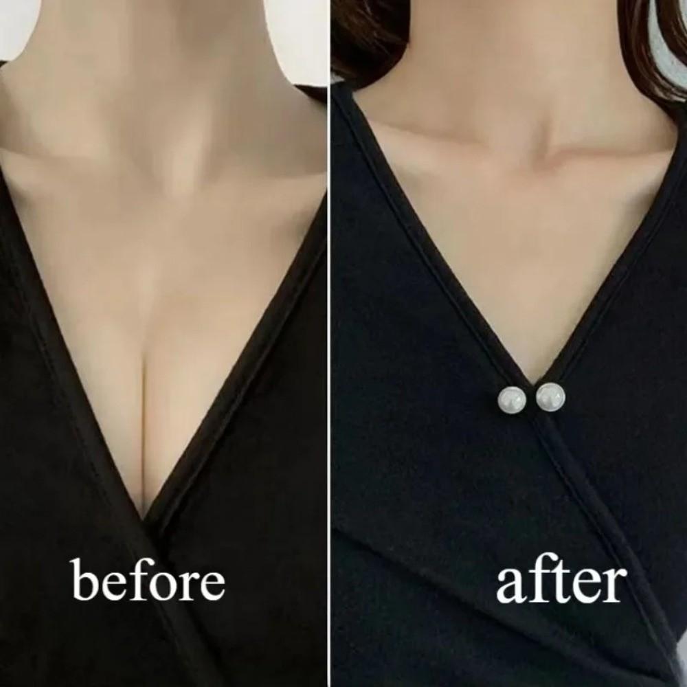 3/6/8PCS Adjustable Collar Clip Pearl Brooch Non-Slip Brooches Fashion Safety Pins  Dress Decoration