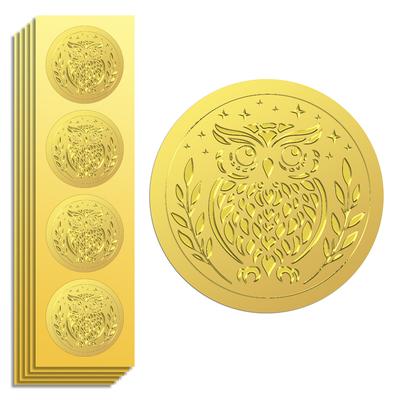 25sheets Plastic Self Adhesive Golden Foil Embossed Stickers Medal Decoration Sticker Owl 5x5cm 4pcs/sheet