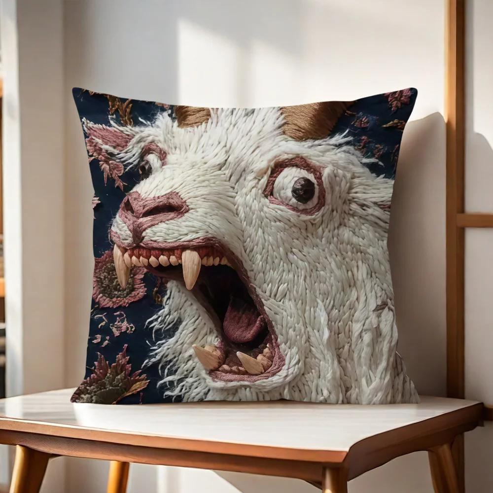 Housse de coussin 2D Chèvre Bizarre Vikama, Décoration de canapé à motif humoristique, Housse de coussin pour bureau et voiture, Décoration de maison