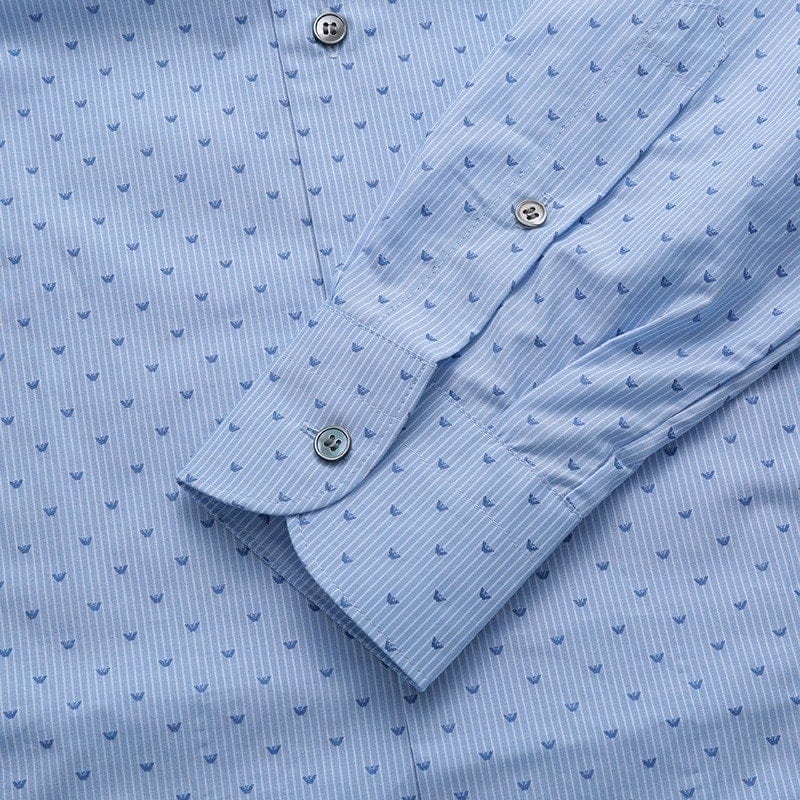 Emporio Armani Ss23 Pattern Printed Single-Breasted Long Sleeve Shirt Men shirts Light-Blue 3R1C86-1K0BZ-F742