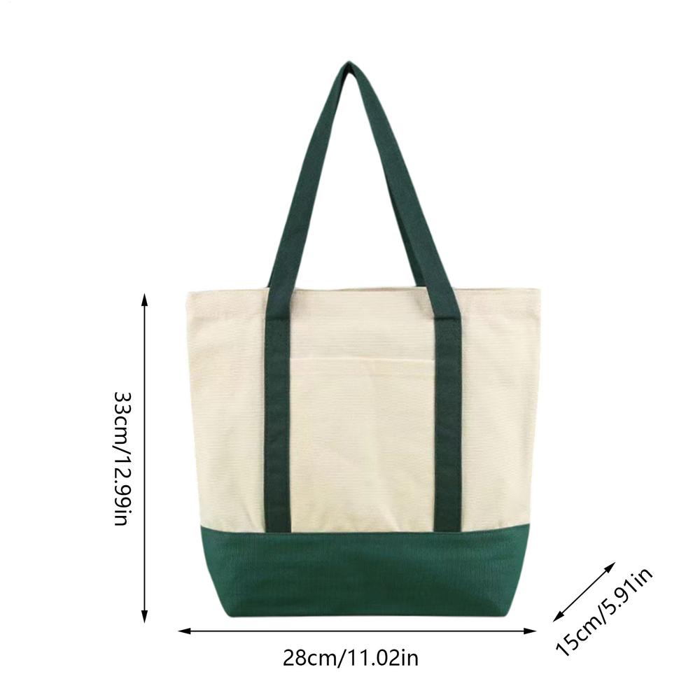 

Tote Bag Canvas Large Capacity Shoulder Bags Shopping Foldable Storage Bags Reusable Cloth Tote For Gym Hiking Camping School темно-зеленого