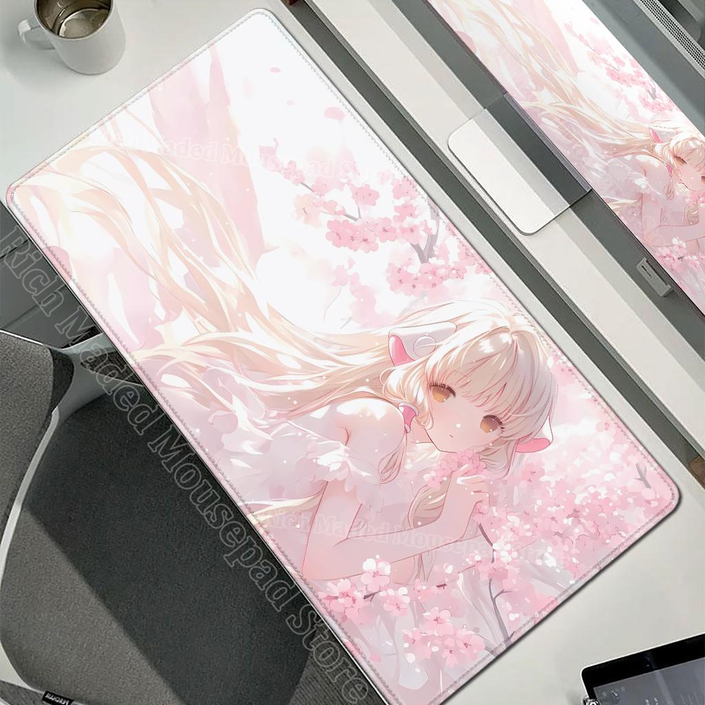 Cute Girl Desk Mat C-Chobits Chii Cartoon Laptop Mousepad Pink  Mouse Pad Office Pc Cabinet XXL Mouse Mat Extended Computer Pads