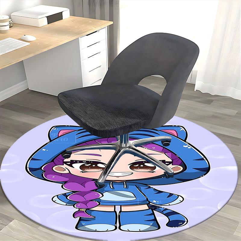 1 Stück Anime-Design Tiger Hoodie Runder Teppich - Bürostuhlmatte, Rutschfester Teppich für Heimdekoration, Saisonales Geschenk, Geeignet für Büro, Wohnzimmer