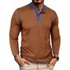 Men's Color Blocked Versatile Long Sleeved Shirt Retro T-shirt Bottom Shirt
