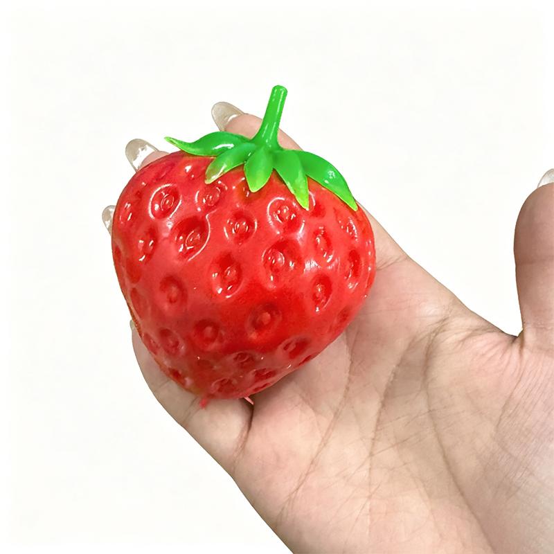 Crunchy Squishy Strawberry Stress Ball Moldable Squeeze Toy Round Blocks Filled Stress Relief Relaxing Fidget Toy Holiday Gifts