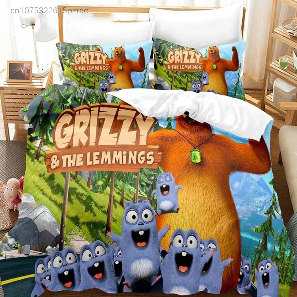 3D drukas Grizzy N Lemmings gultasveļas