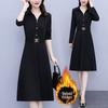 Four 6035 Plus Size Slimming Dress: New 2025 Spring/Autumn Style for Women, Slim Fit with Belly Coverage