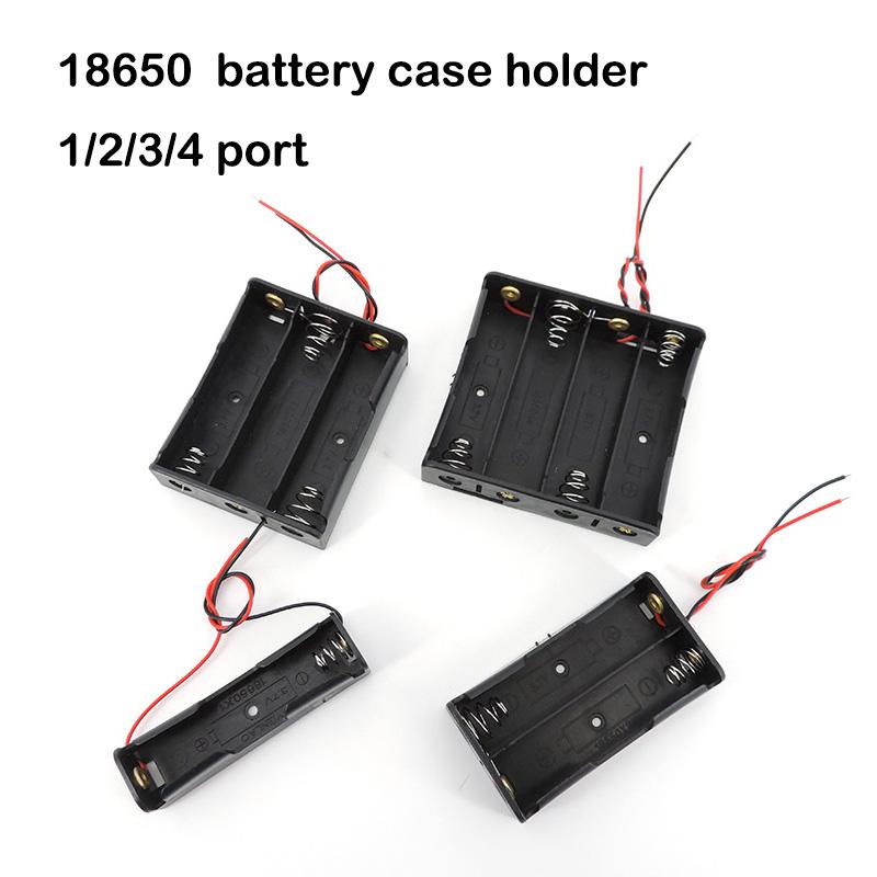 1/2/3/4 Slot Way 18650 Battery Storage Box Case DIY Batteries Clip 3.7v 1 2 3 4 Port  Holder Black Plastic Container  Lead 2Pin