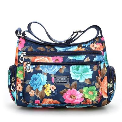 Rural Style Fashion Floral Women Shoulder Bags European and American Style Vintage Lightweight Zippers Messenger Bags