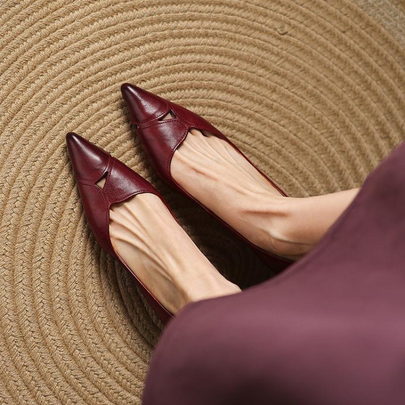 French Retro Stiletto Shoes Spring New Foot Cover Shallow Mouth Commuting Versatile Pointed Four Seasons Temperament Women's Versatile Single Shoes