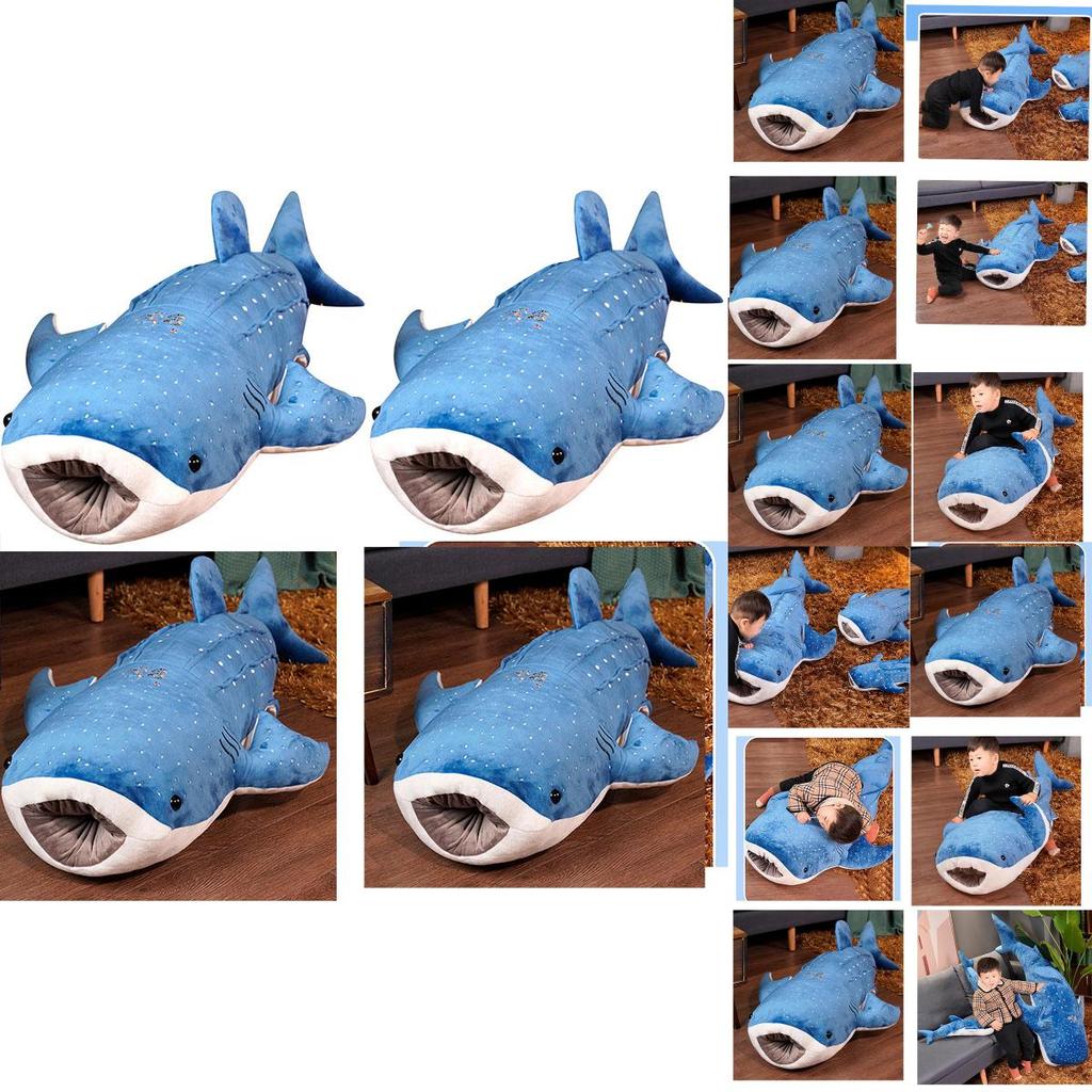 Large Blue Whale Plush Toy Super Soft Stuffed Animal For Children Cartoon Shark Whale Cushion