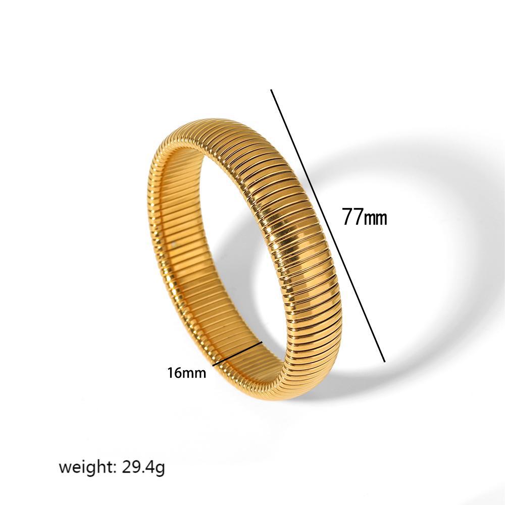 European Retro Light Luxury 18K Gold Plated Stainless Steel Elastic Bracelet for Women