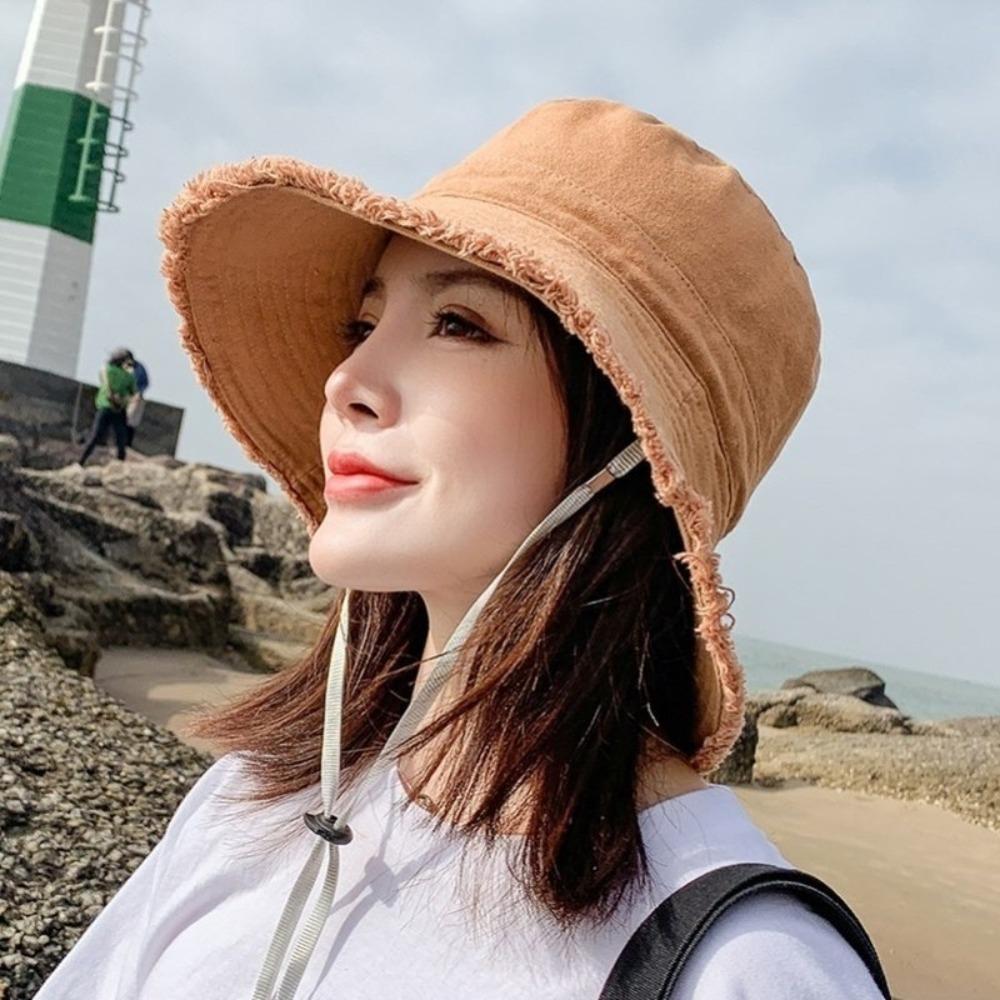 Adjustable Jeans Fisherman Hat Big Brimmed Sunscreen Hat Fashion Denim Bucket Hat  Girls