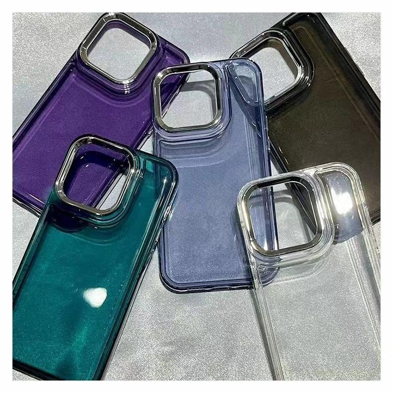 

Applicable To IPhone15 Mobile Phone Case Plating Lens Frame Apple 14Pro Bread Shell Xs Solid Color Protective Case Apple 7G/8G Universal