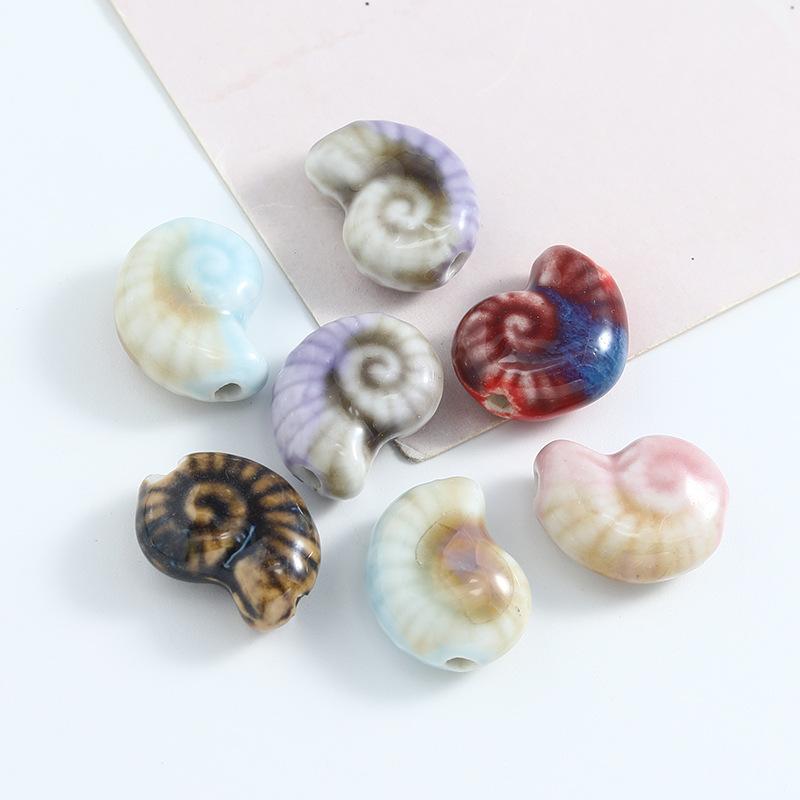 

5pcs/Lot Mix Ceramics Shell Conch Spacer Beads For Jewelry Making Supplies Ocean Animal Loose Bead DIY Necklace Earring Finding