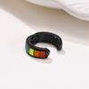Stainless Steel Rainbow Earrings Pierced Ear Clips Black Gay Pride LGBT Titanium Jewelry