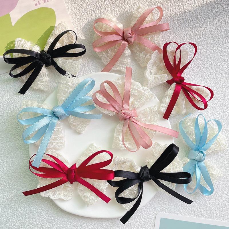 Lace Bow Hair Clip Women Sweet Versatile Duckbill Clip Fashion Simple Hair Accessories