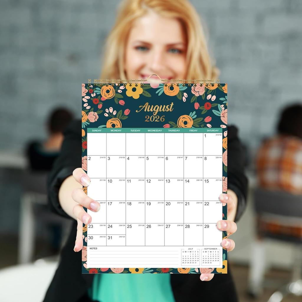 2026 Calendar - JAN 2026 - DEC 2026 Wall Calendar, 12 Month Wall Calendar 2026, 8.5" X 11", Twin-Wire Binding + Hanging Hook + Large Blocks with