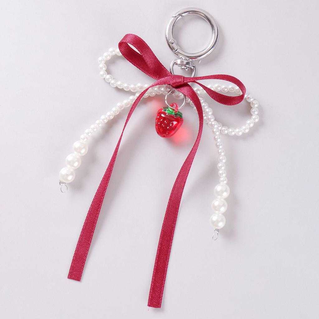 Y2k Fashion Flower Star Love Bow Strawberry Pendant Acrylic Keychain Student Women's Bag Backpack Pants Chain