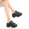 Fashion Summer Womens Sandals Platform Wedge Heel Slip On Slingback Black Wthie Heeled Sandals Mules Peep Toe Breathable Big Size