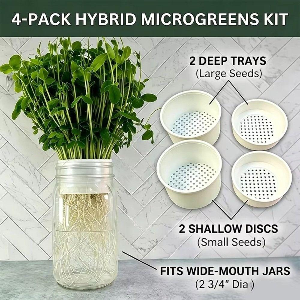 2/4pcs Plastic Jar Sprouting Lids Drain Hole Deep Tray Microgreens Sprouting Kit