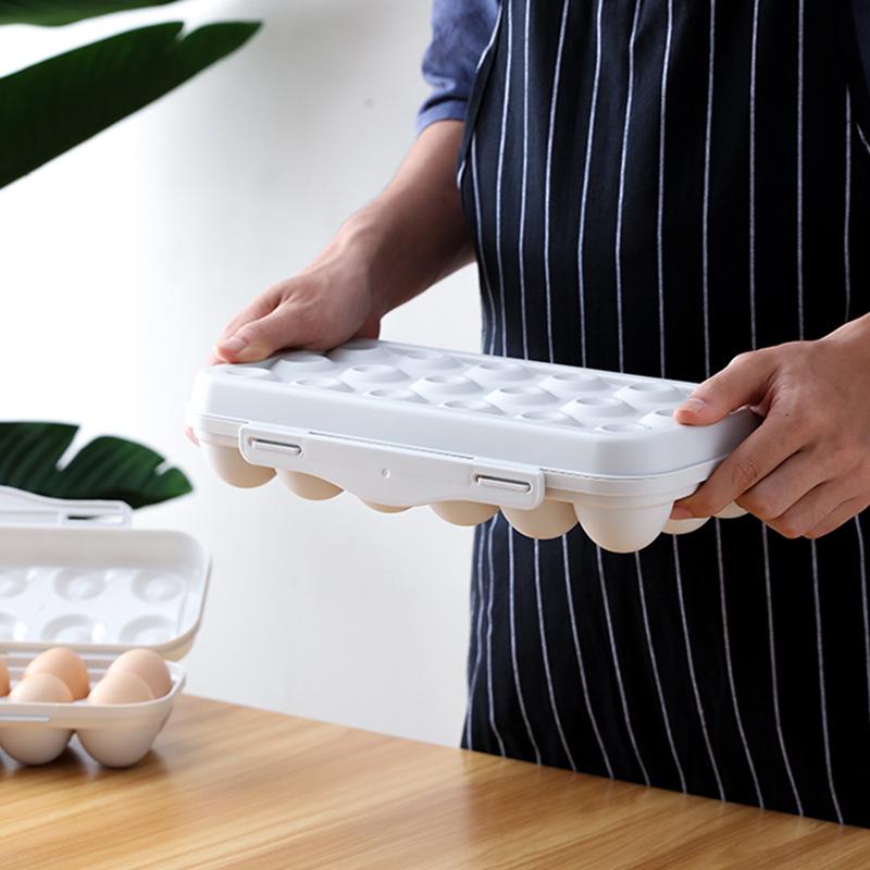 Snap-Lock Stackable Egg Storage Box with Divider for Kitchen Refrigerator
