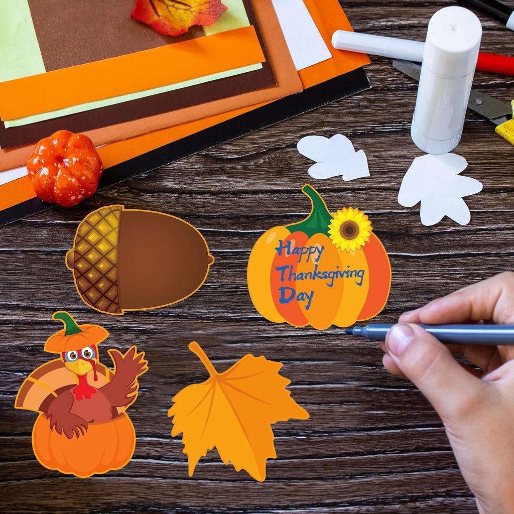 Joy Bang Thanksgiving Bulletin Board Decorations, 50 Pcs Autumn Fall Cutouts Pumpkin Leaves Turkey Cutouts Thanksgiving Decorations Decor for Home