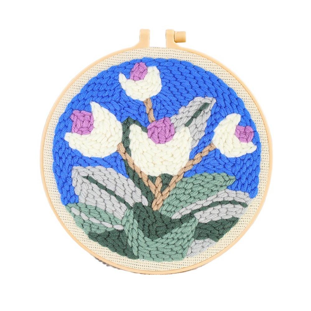 Flower Pattern Punch Needle Set Needlework Poke Needle Embroidery Kit  Educational Toys