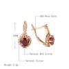 Trend  Rose Gold Color English Earrings For Women Round Red Natural Zircon Accessories Bride Wedding Jewelry Gift