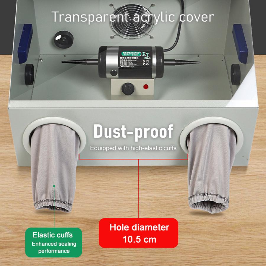200W Buffer Grinder Jewelry Bench Polisher Adjustable Variable Speed Polishing Machine with Exhaust Fan Blower, Dust Collector,