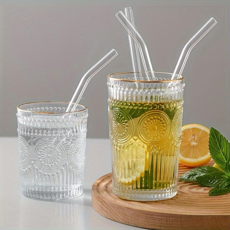 1set Heat Resistant Glass Straws with Brush - Set of 5 - Reusable and Washable,Perfect for Smoothies, Milkshakes, Tea, Juice