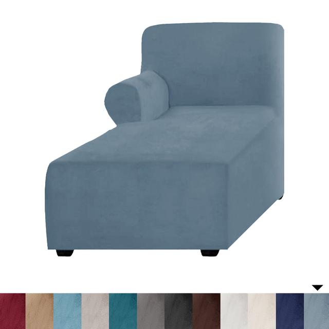 Velvet Chaise Longue Sofa Cover L Shape Stretch Sofa Bed Covers Non Slip Washable Remoavble Couch Slipcovers Furniture Protector