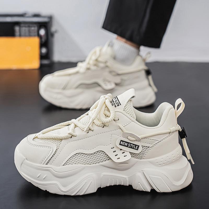 Men's Thick-soled Casual Sports Shoes Spring Autumn New Breathable Soft-sole Anti-slip Fashion Students Outdoor Running Sneakers