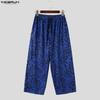 INCERUN Men Elastic Waist Leopard Casual Party Loose Long Pants Trousers