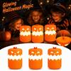 Rechargeable Halloween Pumpkin Night Light with Foldable Funny Face Design, Double-Sided for Party Decorations