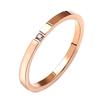 Rose Gold Titanium Steel Single Diamond Ring - Japanese & Korean Fashion for Women