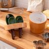 Ceramic Measuring Spoons Set with Base Baking Spoons Flower Pot Cactus Ornament  Powder Scoop