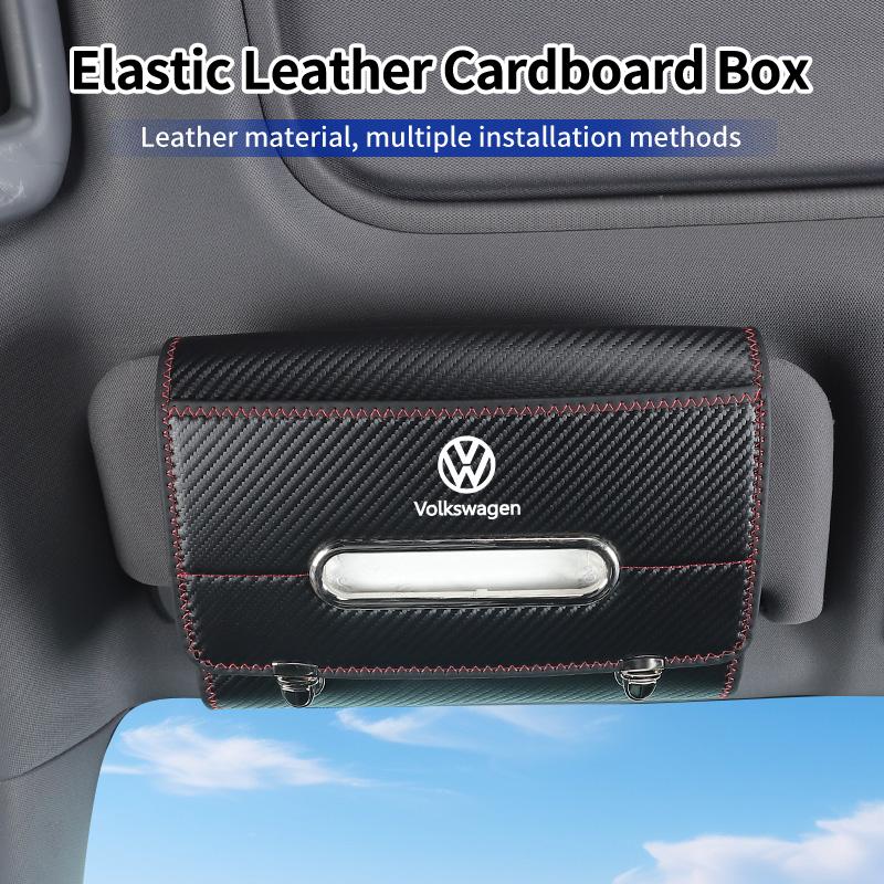 Car Storage Elastic Fabric Leather Vehicle Seat Tissue Dispenser For VW Golf GTI Polo Passat Touareg Beetle GTD GTE Sportcoupe BIT1