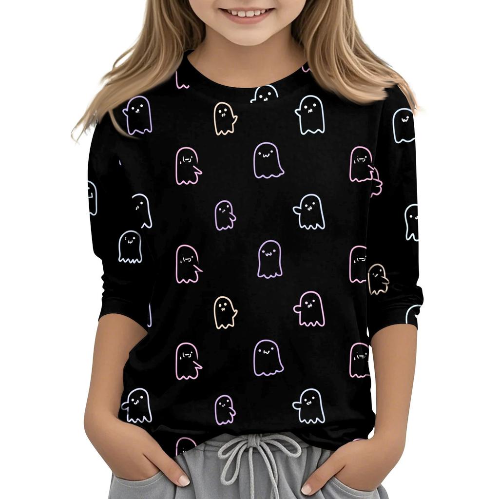 Children's 3/4 Sleeves Printed O-neck Top Everyday Casual T-shirt