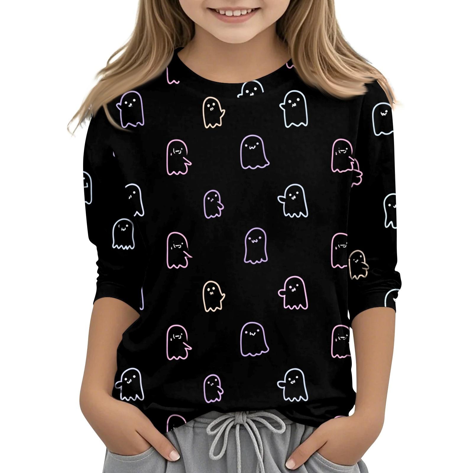 

Дитяча повсякденна повсякденна футболка з принтом і круглим вирізом з рукавами 3/4 110