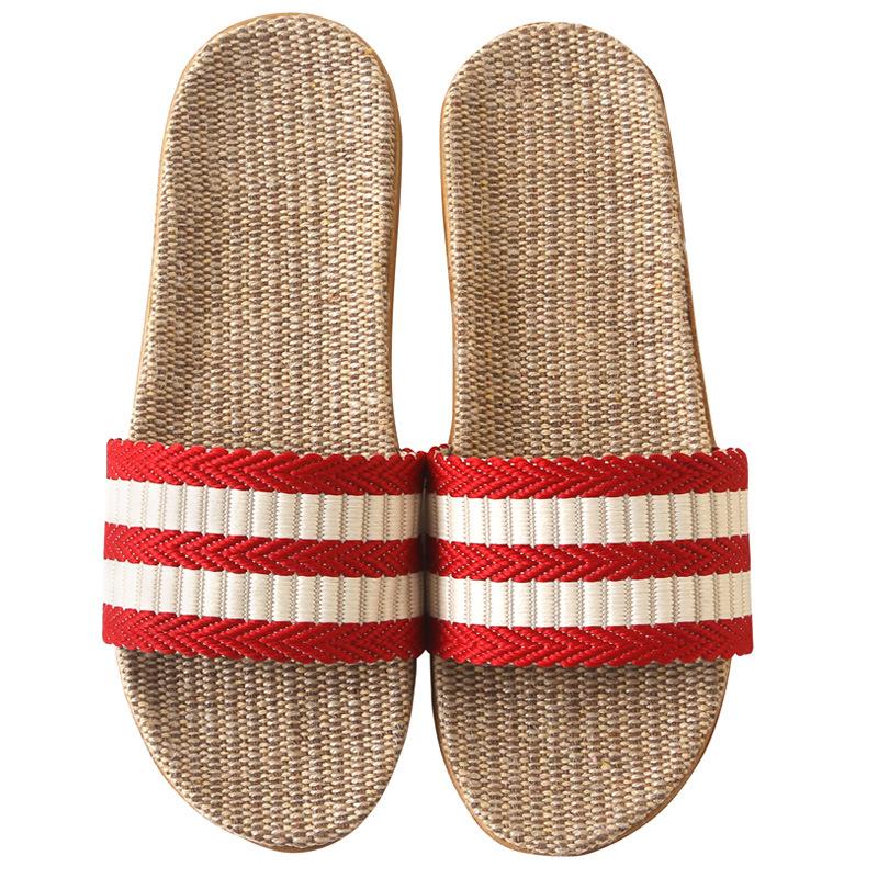 New Summer Women's Striped Linen Slippers