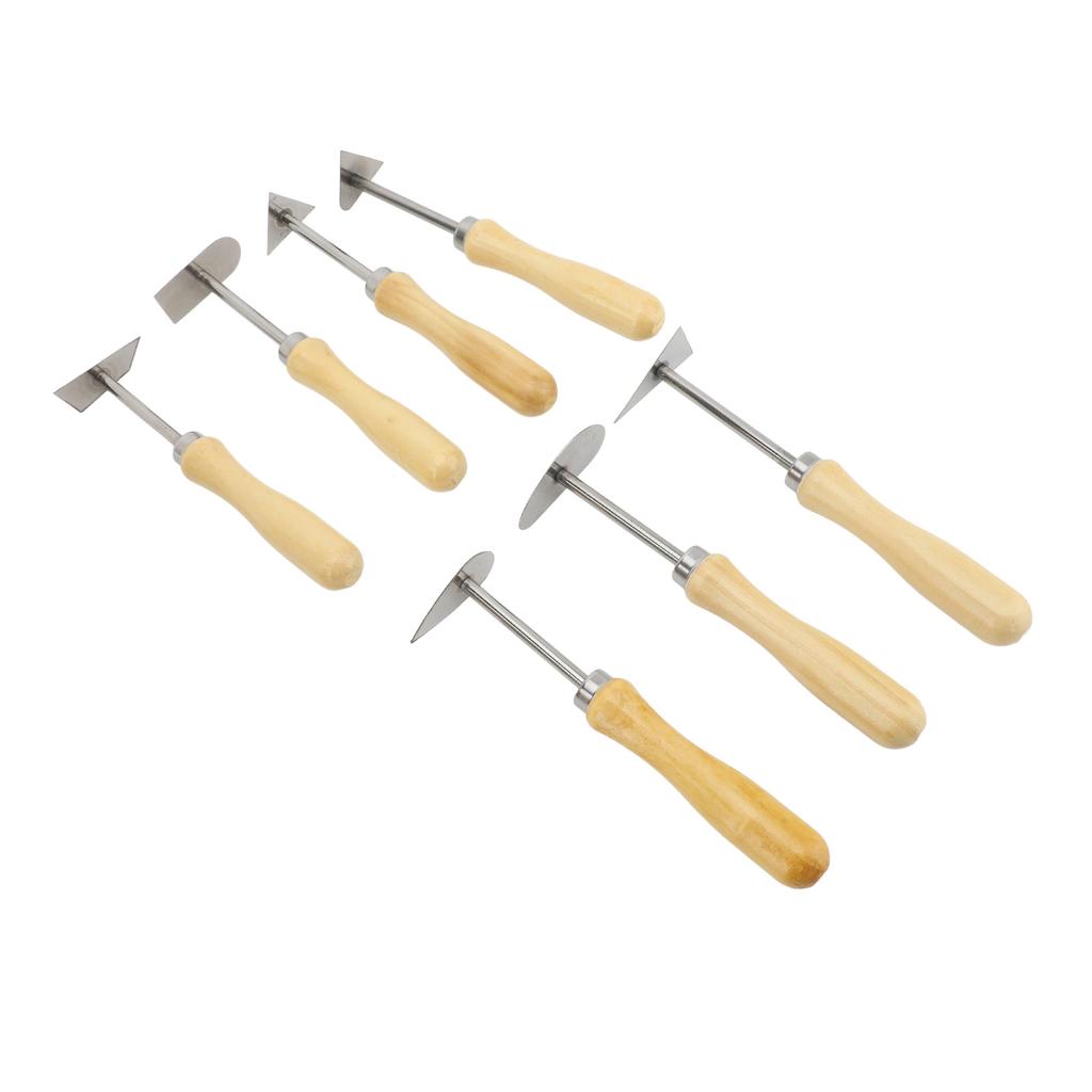 7Pcs Clay Push Pin Fettling Tools Wooden Handle Metal Cutter Ceramic Shaping Carving Tools for Potte