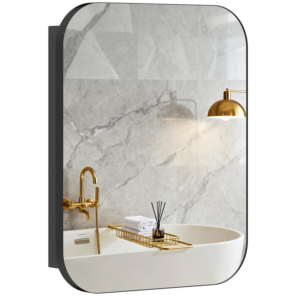 Bathroom Mirror Cabinet Bathroom Cabinet With Mirror Adjustable Shelf 40 2 X 10 2 X 50 9 Cm Black